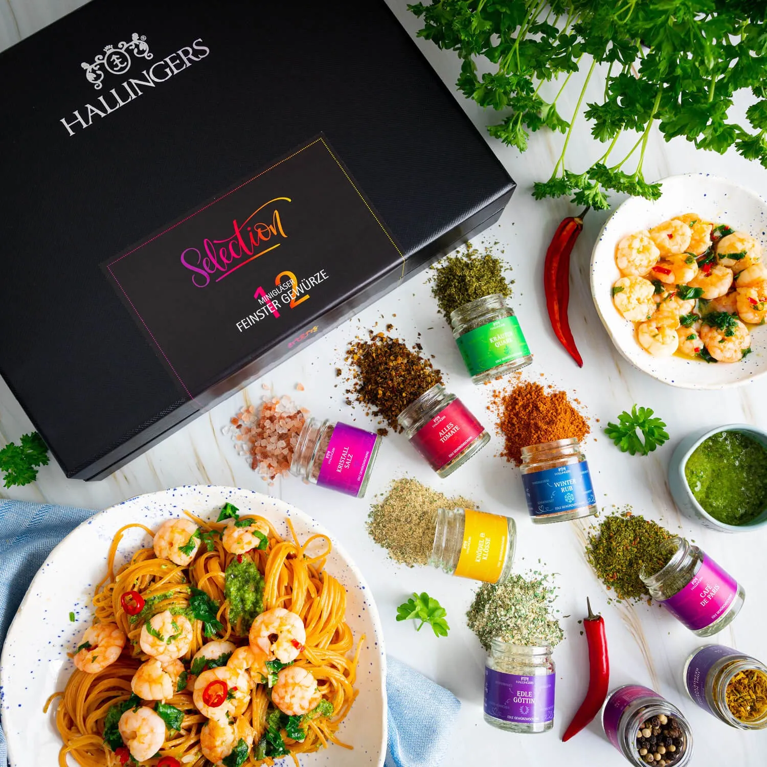 Hallingers bietet: Naturbelassene Gourmet-Gewürze, exotische Premiumgewürze, Kräuter, handgemachte Gewürzmischungen und Spezialgewürze.