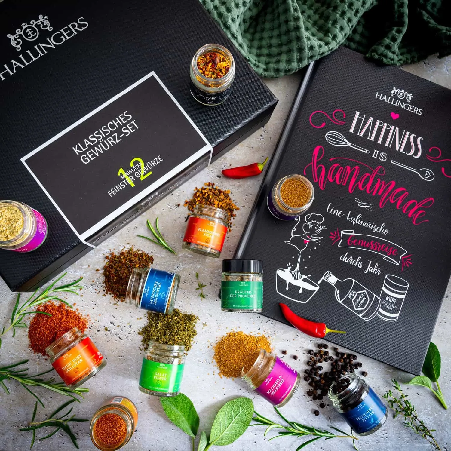 Hallingers bietet: Naturbelassene Gourmet-Gewürze, exotische Premiumgewürze, Kräuter, handgemachte Gewürzmischungen und Spezialgewürze.