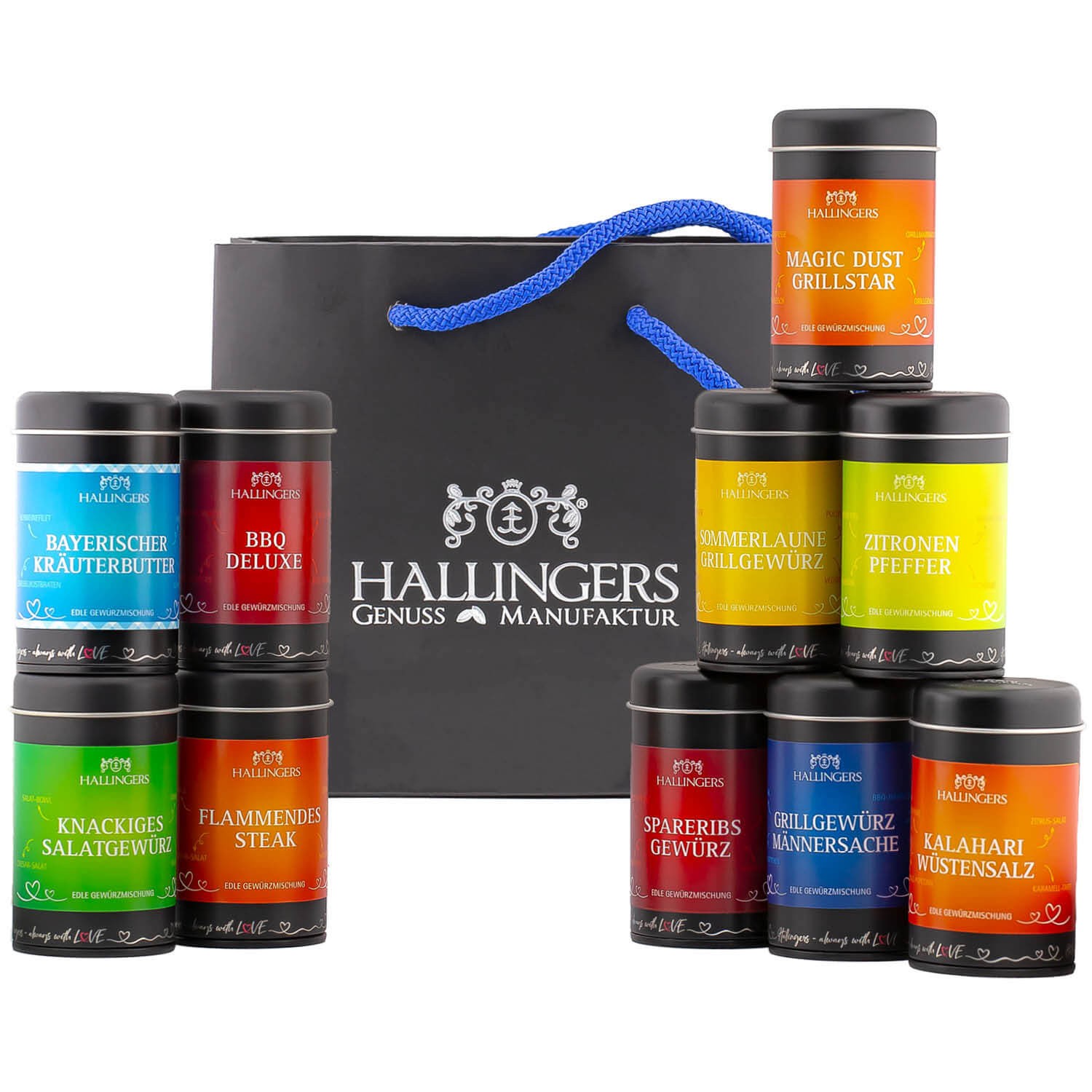 Gewürz Geschenk-Set - Probierset Aromadosen "Best of BBQ" - Hallingers Genuss Manufaktur