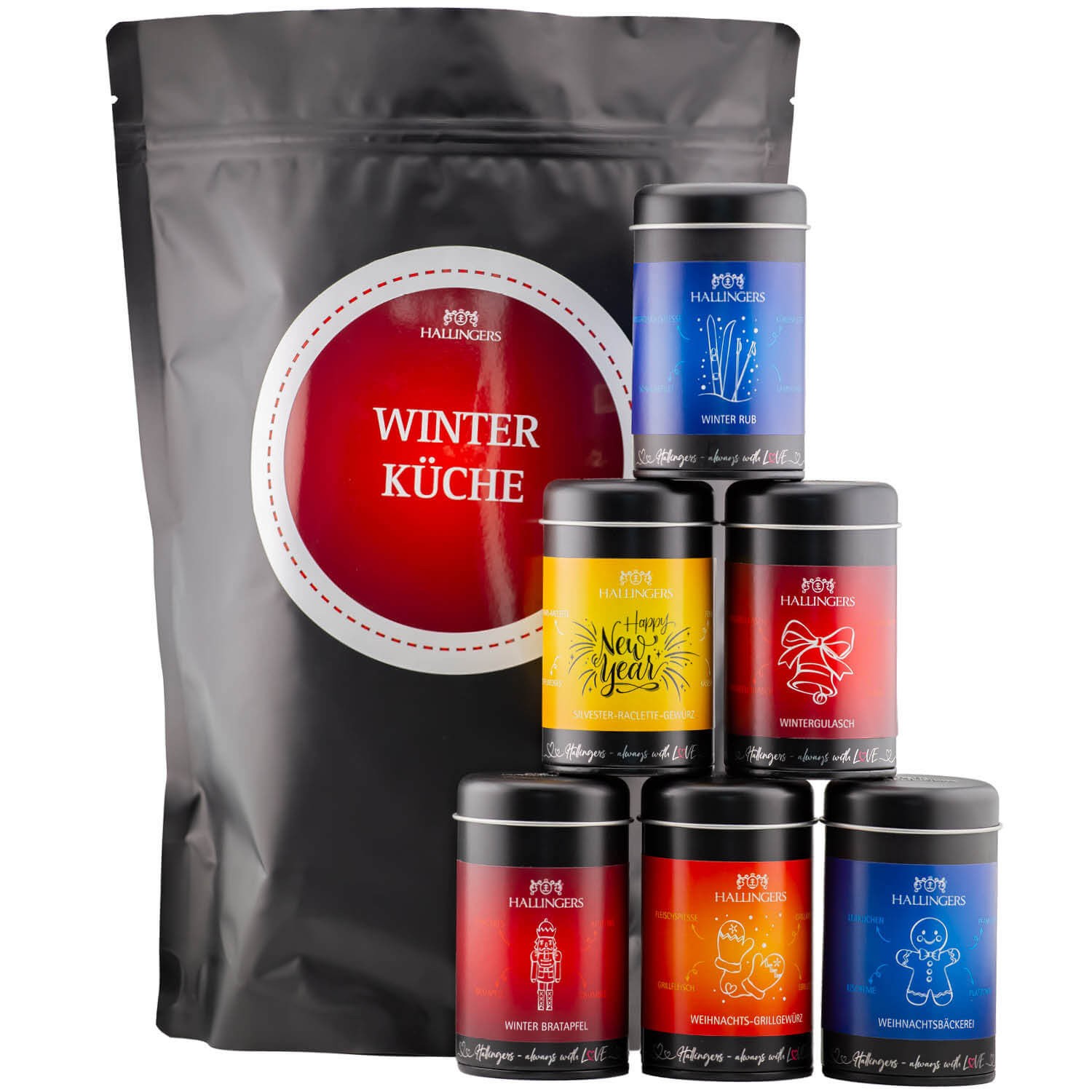 Gewürz Geschenk Weihnachten-Set - Probierset Aromadosen "Winterküche" - Hallingers Genuss Manufaktur
