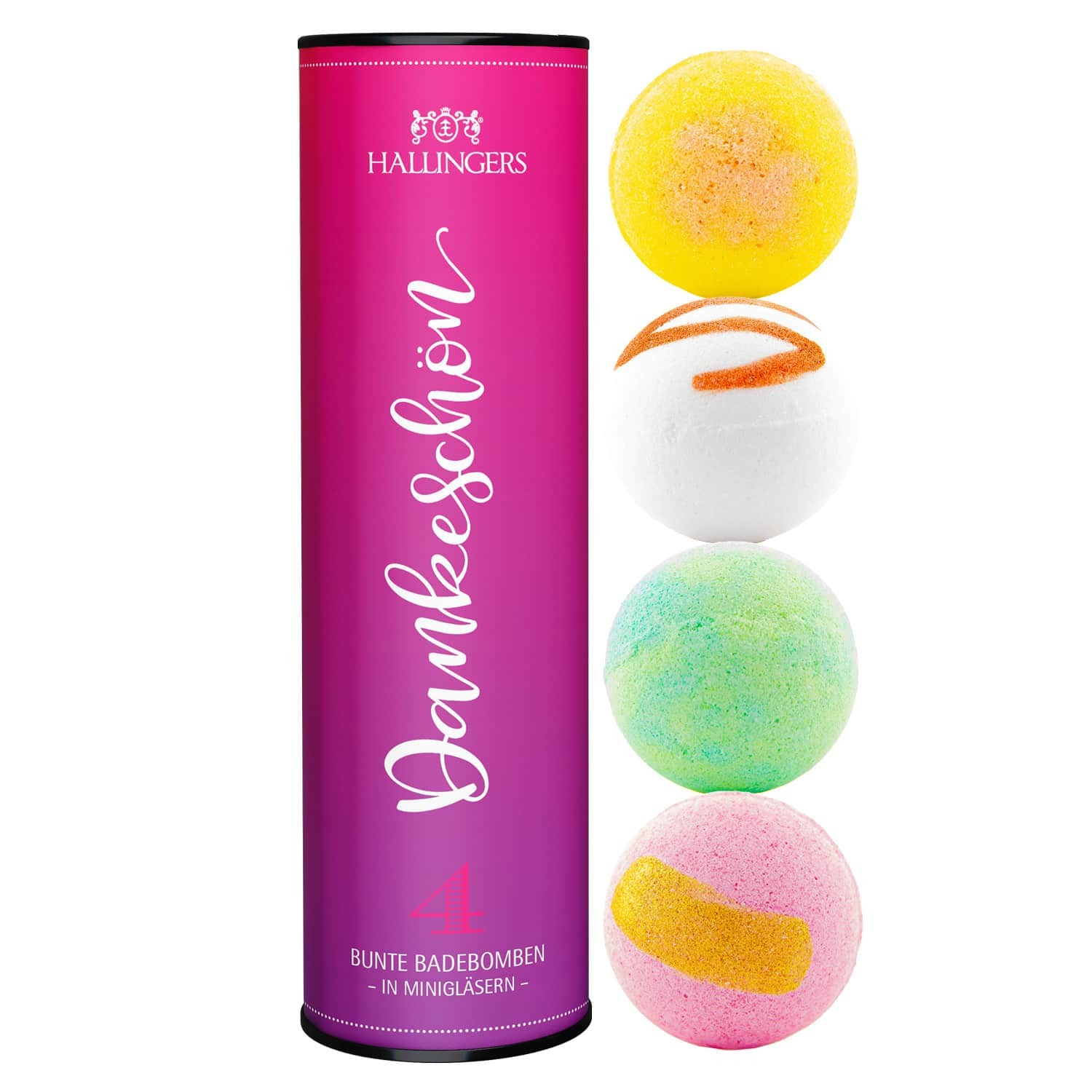 Badebomben Geschenkset Dankeschön – 4 Badekugeln in der Geschenkdose, Wellness & Spa, aromatisches Badeset, Dankeschön Geschenkidee für Frauen, Bath B