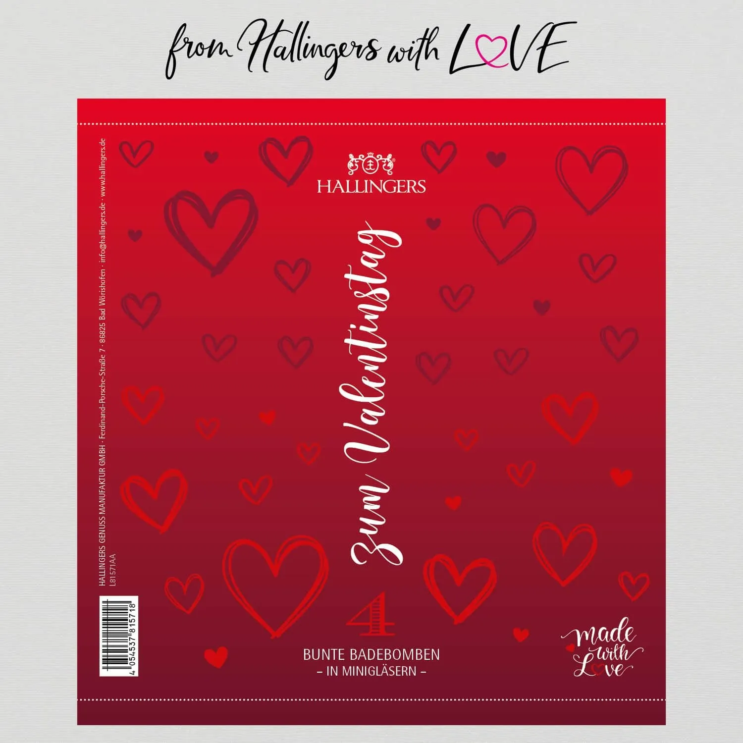 Zum Valentinstag (4 Badebomben im Mix)