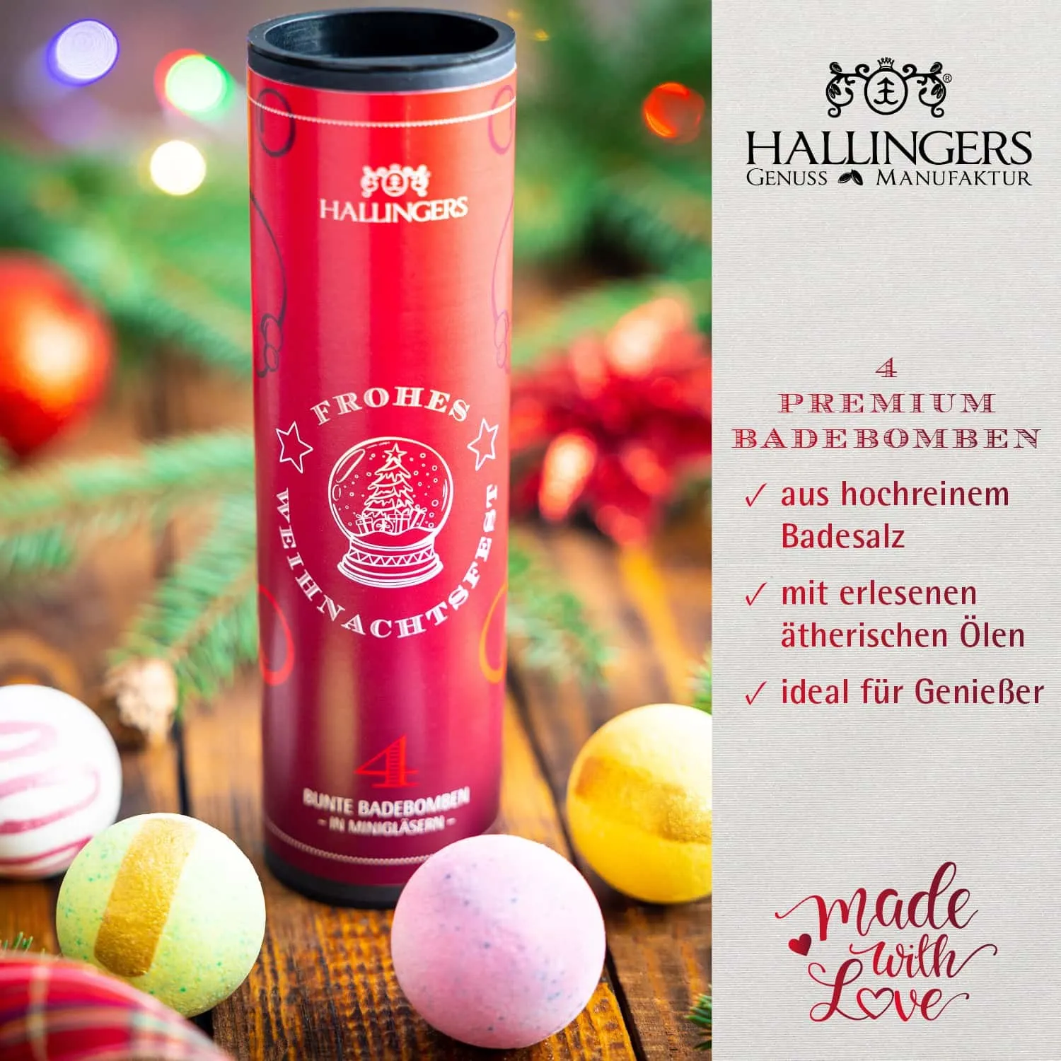 BADEBOMBEN SET IN DER GESCHENKDOSE - 4x Badekugeln & Bath Bombs für entspannende Wellness-, Spa- & Wohlfühlmomente, stilvoll verpackt in einer edlen Geschenkdose. Die besondere Geschenkidee für Frauen, Entspannung & Me-Time