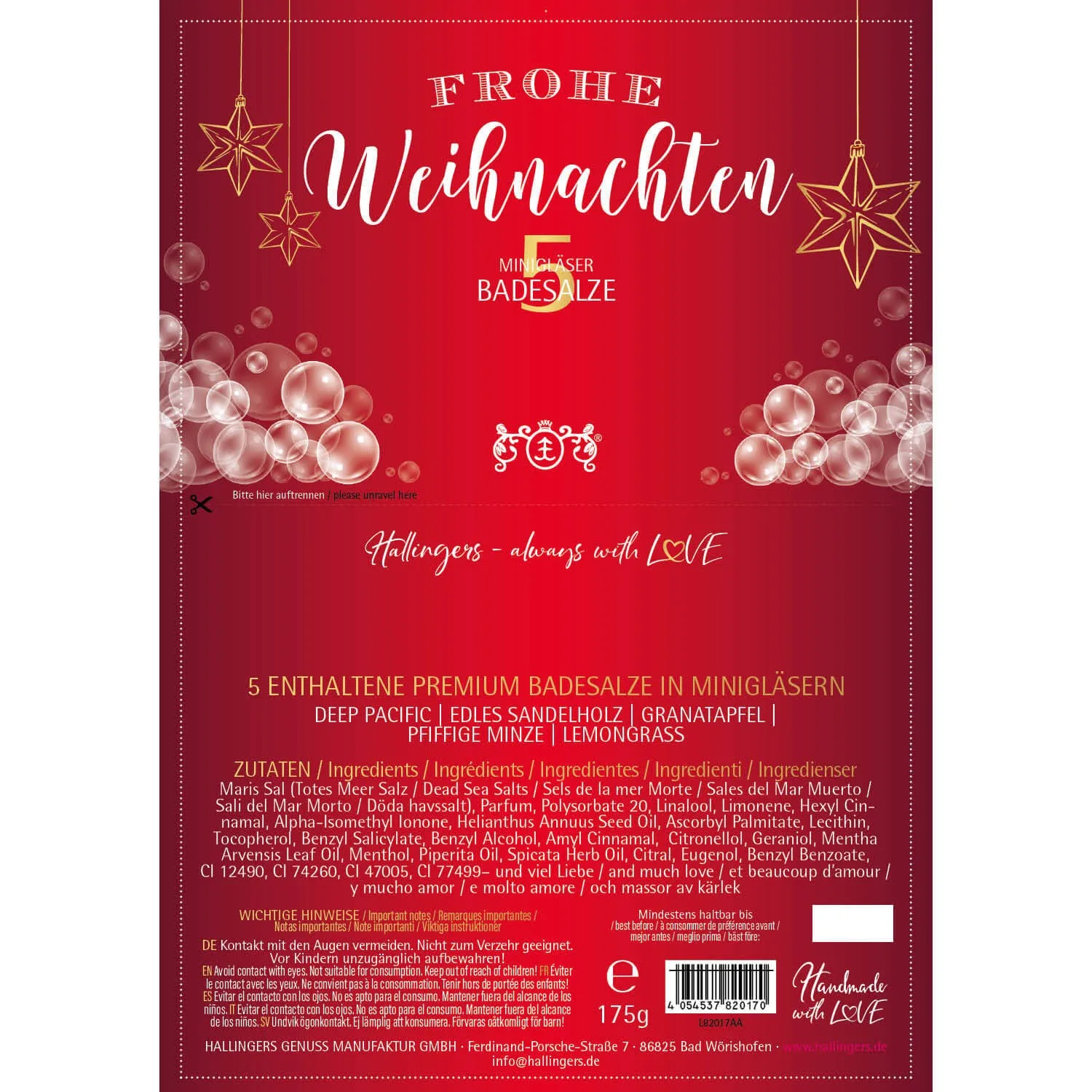Frohe Weihnachten (5 Badesalze im Glas)