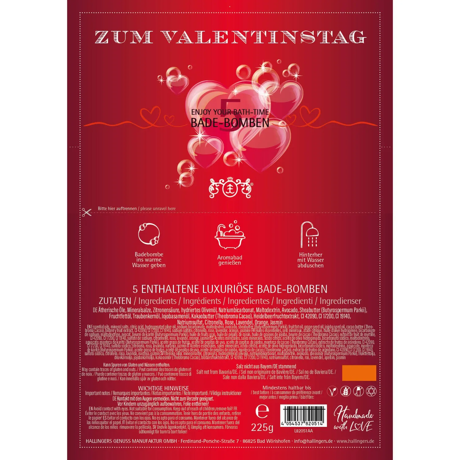 Zum Valentinstag (5 Badebomben)
