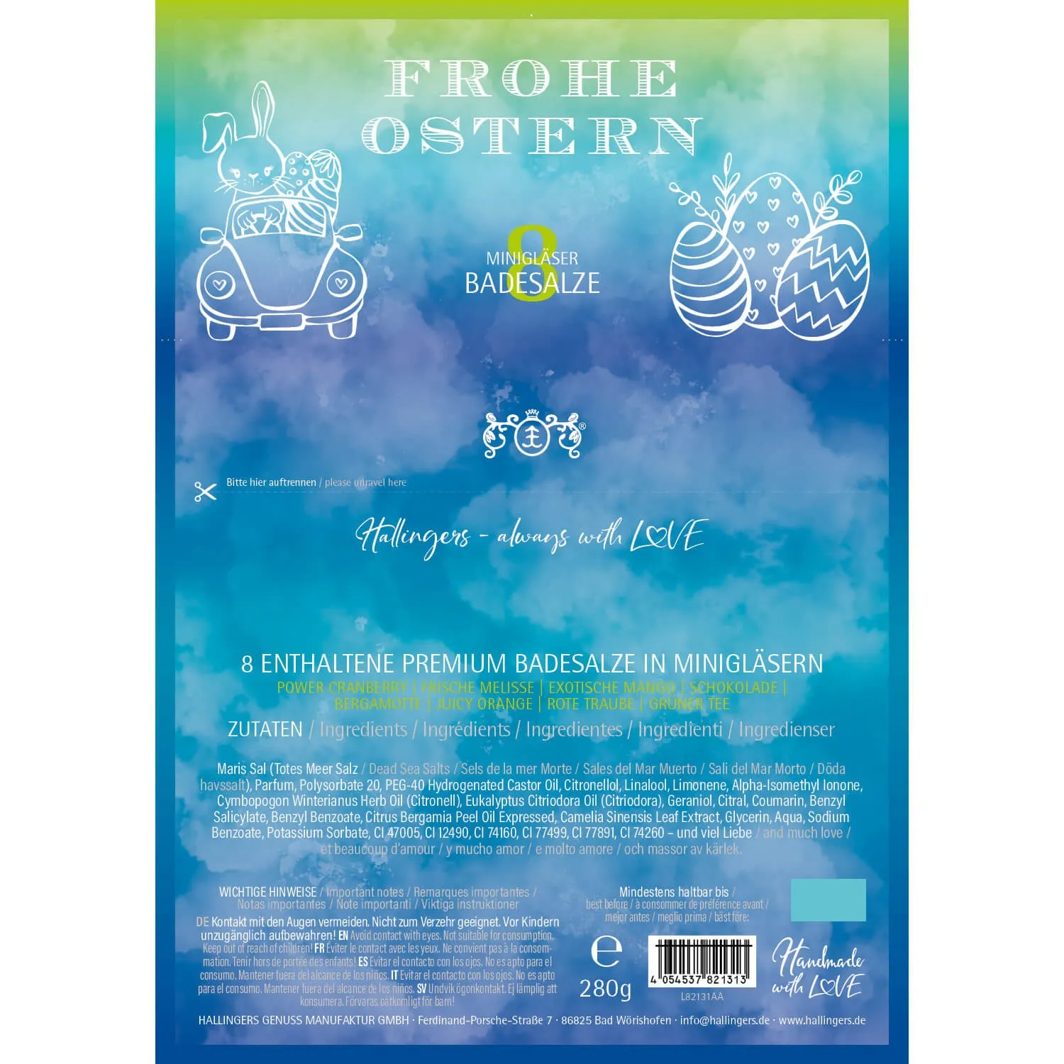 Frohe Ostern - Blue (8 Badesalze im Glas)