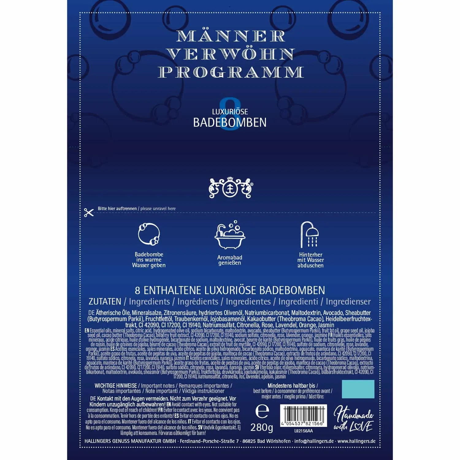 Männer Verwöhn-Programm - Badebomben-Set, 8 Badekugeln Bath Bomb
