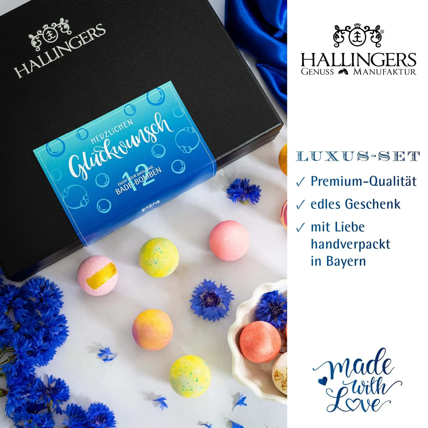 BADEBOMBEN SET IN DER GESCHENKBOX - 12x Badekugeln & Bath Bombs für entspannende Wellness-, Spa- & Wohlfühlmomente, stilvoll verpackt in einer edlen Geschenkbox. Die besondere Geschenkidee für Frauen, Entspannung & Me-Time