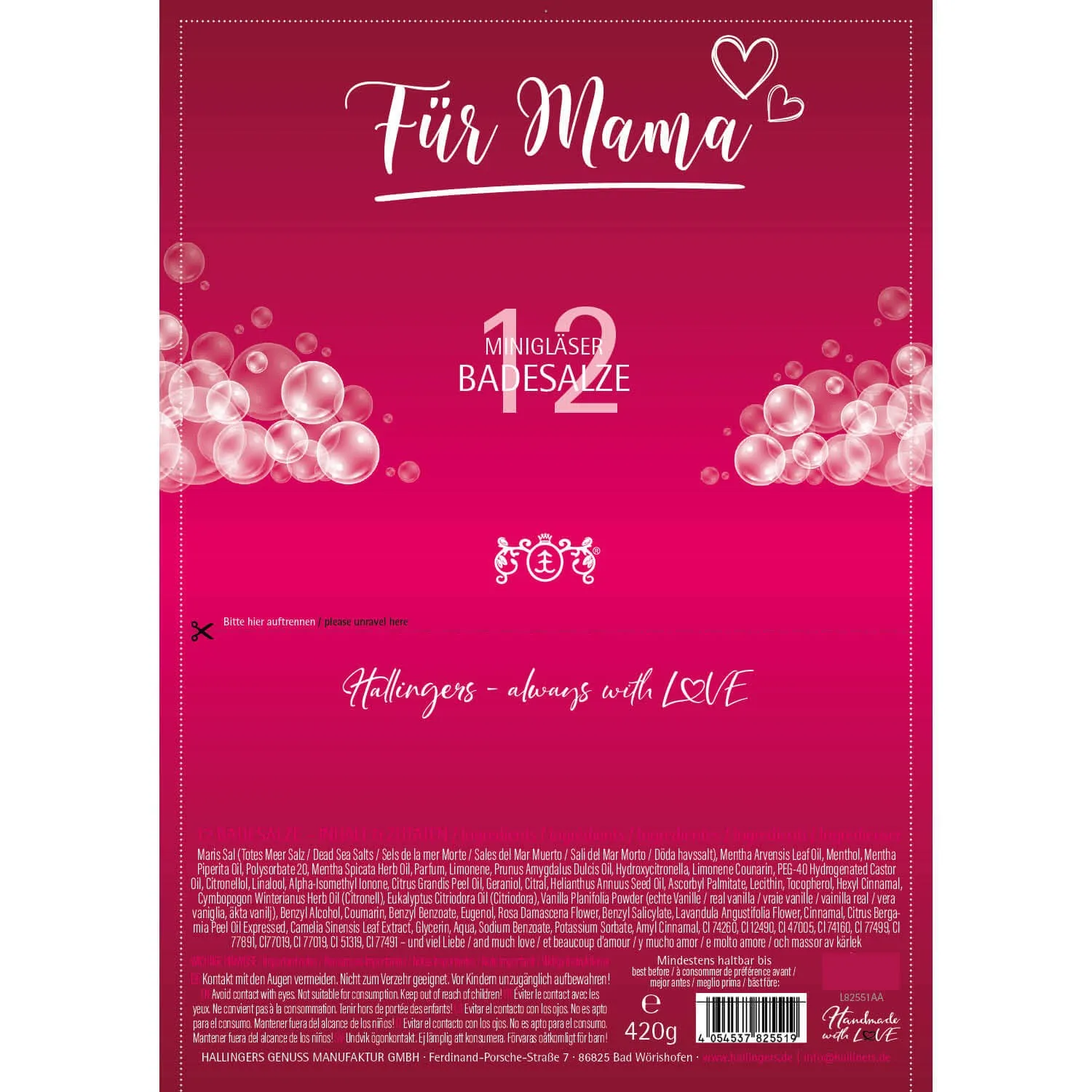 Zum Muttertag (12 Badesalze im Glas)