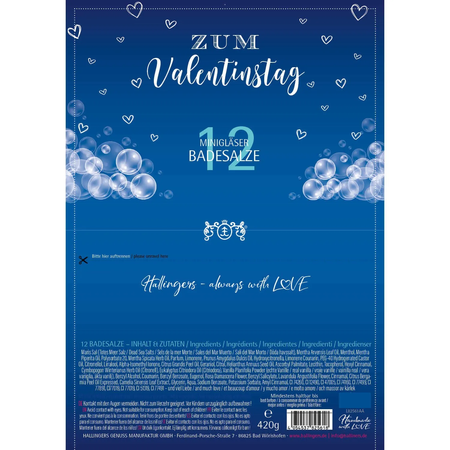 Zum Valentinstag (12 Badesalze im Glas)