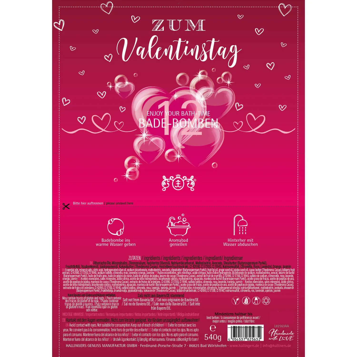 Zum Valentinstag (12 Badebomben)