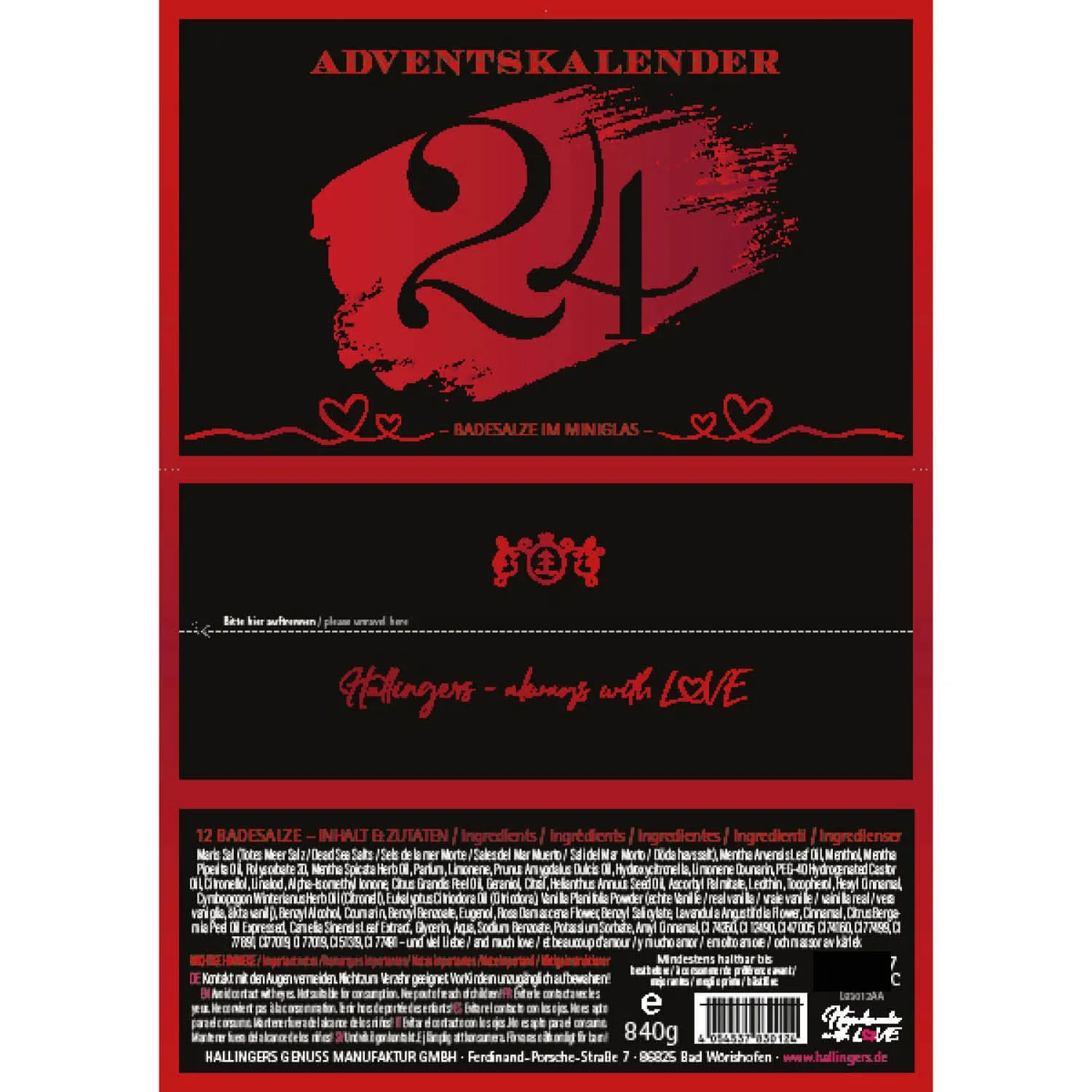 Deluxe Winterkalender (24 Badesalze im Glas)