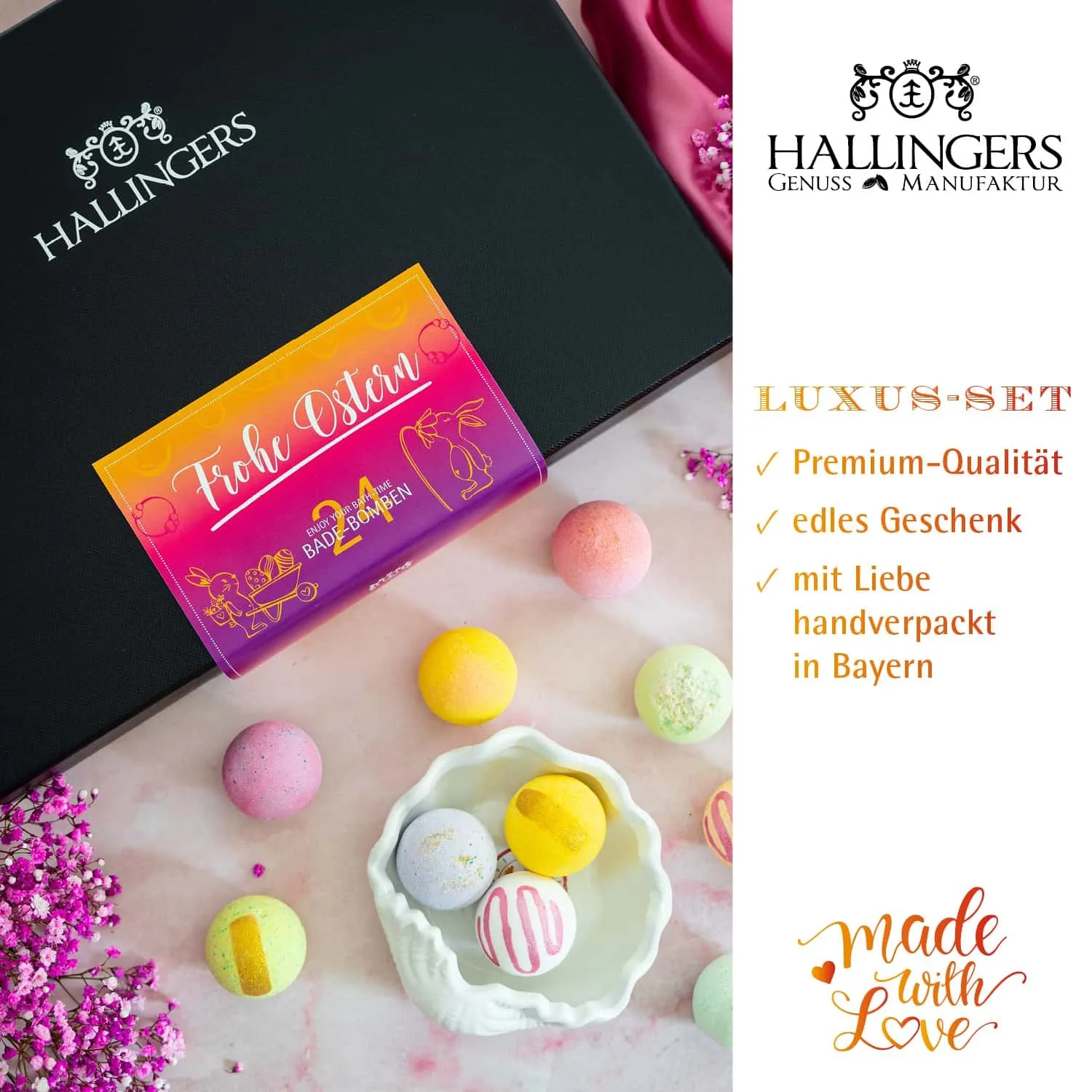 BADEBOMBEN SET IN DER GESCHENKBOX - 24x Badekugeln & Bath Bombs für entspannende Wellness-, Spa- & Wohlfühlmomente, stilvoll verpackt in einer edlen Geschenkbox. Die besondere Geschenkidee für Frauen, Entspannung & Me-Time