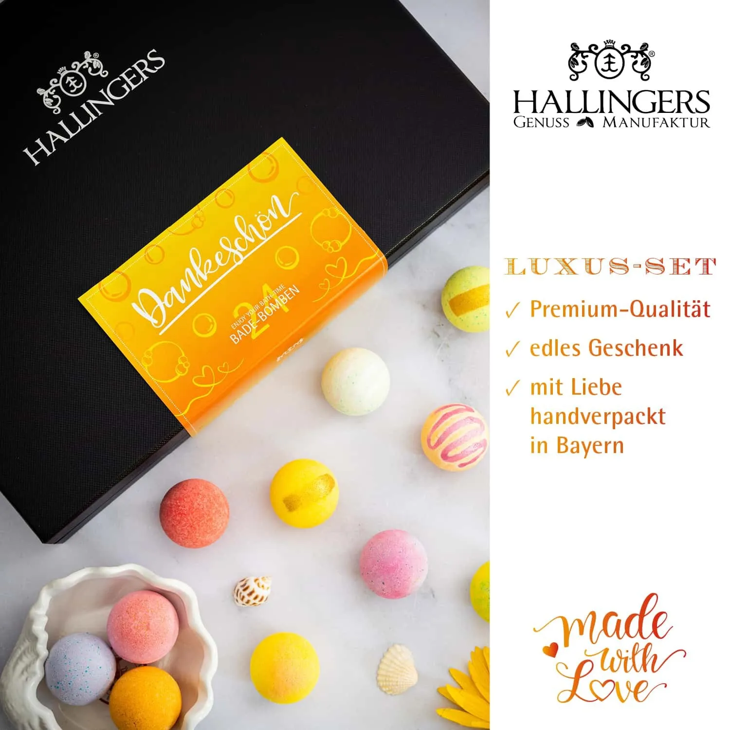 BADEBOMBEN SET IN DER GESCHENKBOX - 24x Badekugeln & Bath Bombs für entspannende Wellness-, Spa- & Wohlfühlmomente, stilvoll verpackt in einer edlen Geschenkbox. Die besondere Geschenkidee für Frauen, Entspannung & Me-Time