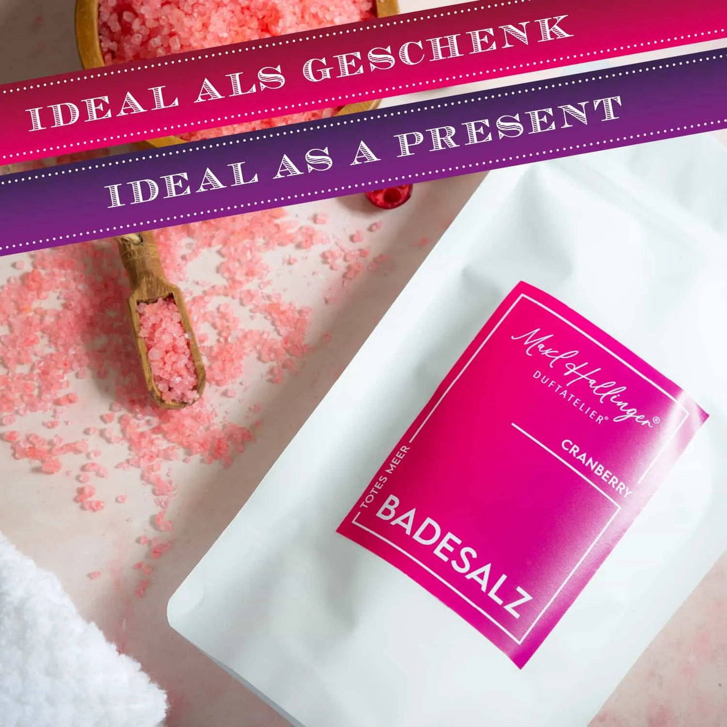 Perfekt für Peeling, Sauna oder die Badewanne.