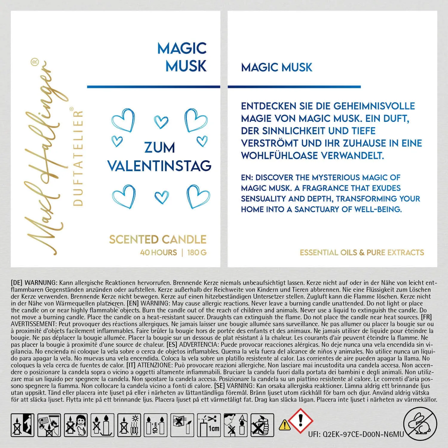 Zum Valentinstag blue (Moschus-Duftkerze)