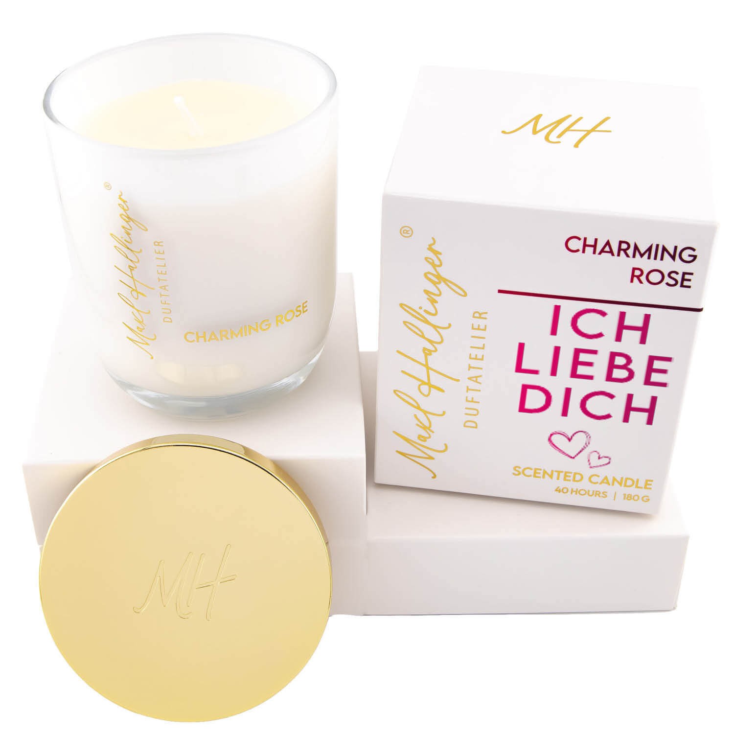 Ich liebe Dich pink (Rosen-Duftkerze)