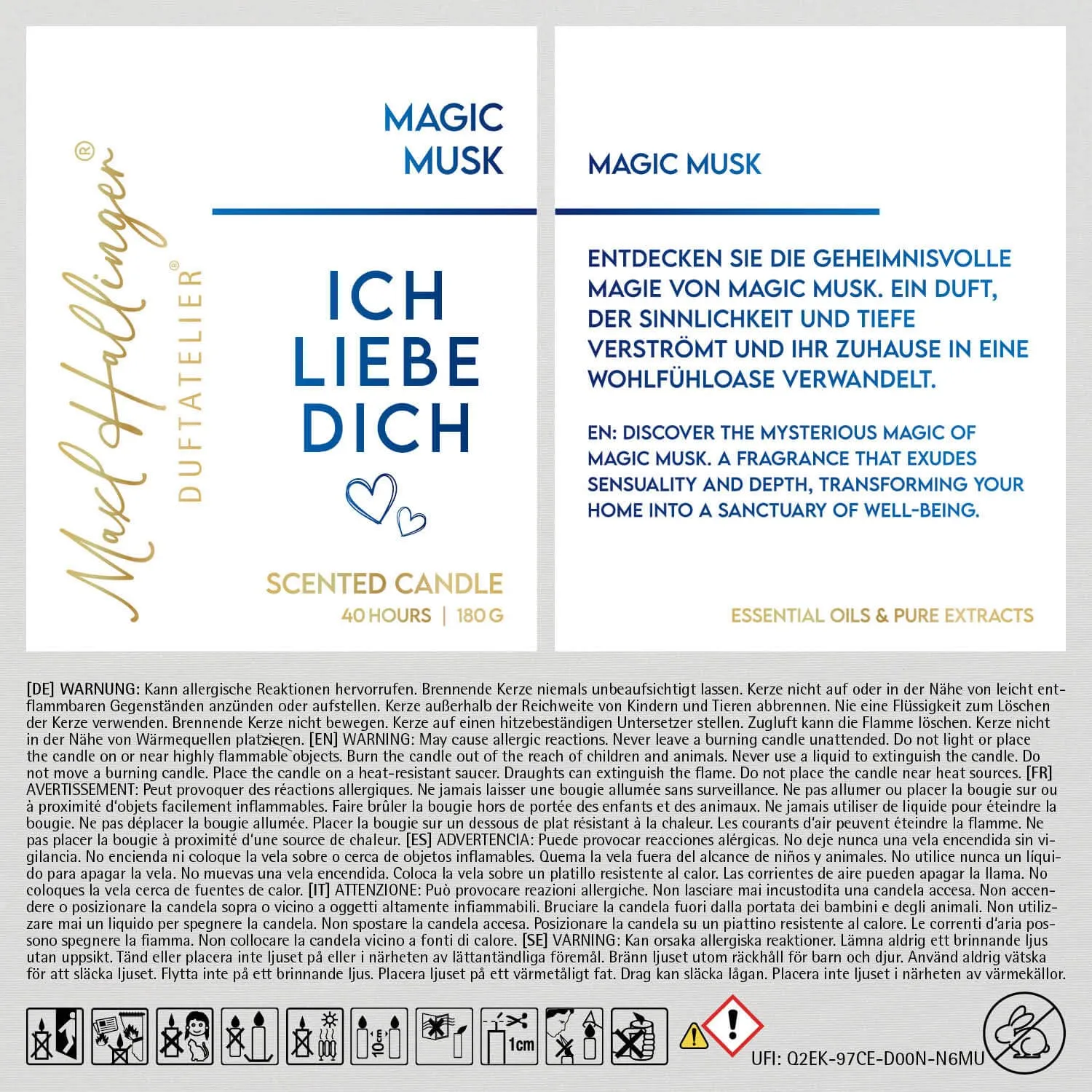 Ich liebe Dich blue (Moschus-Duftkerze)