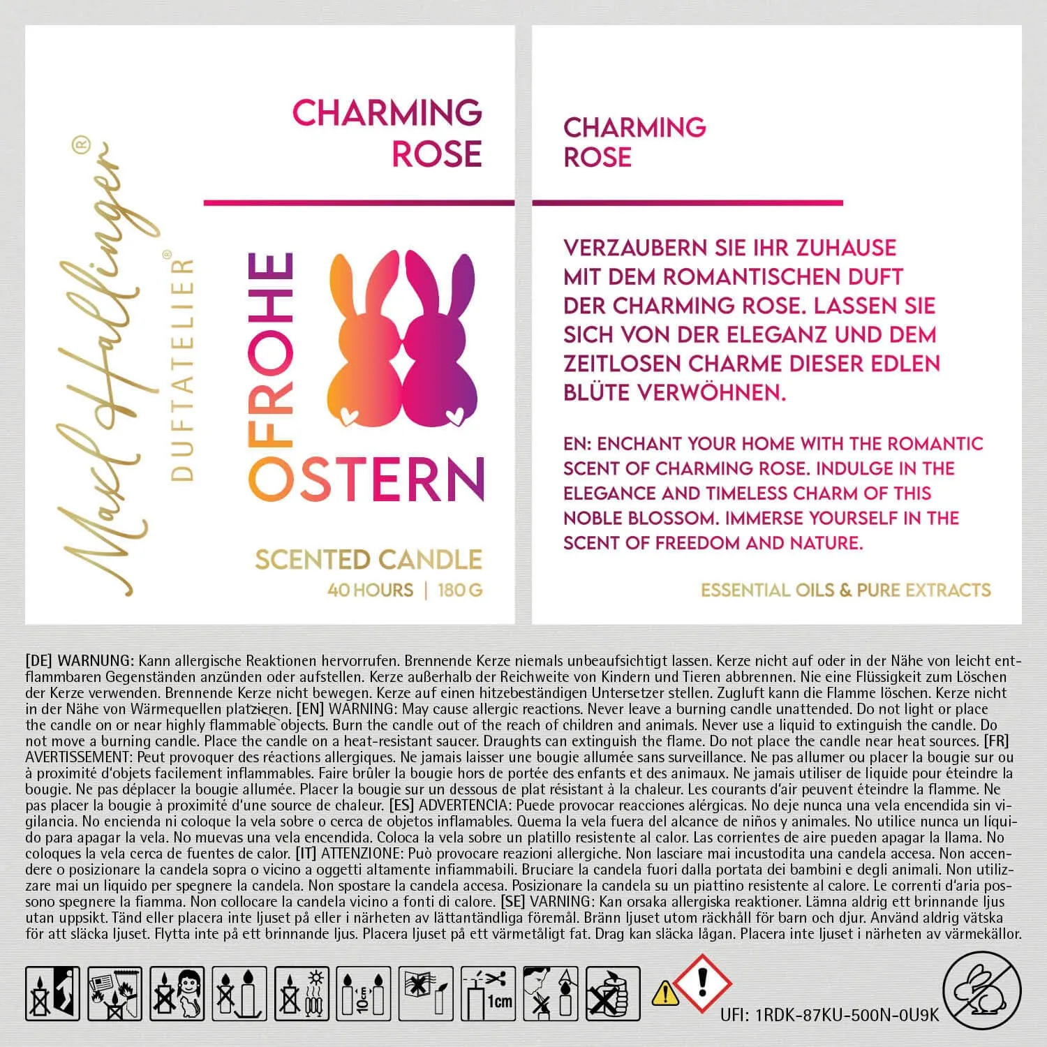 Frohe Ostern Häschen (Rosen-Duftkerze)