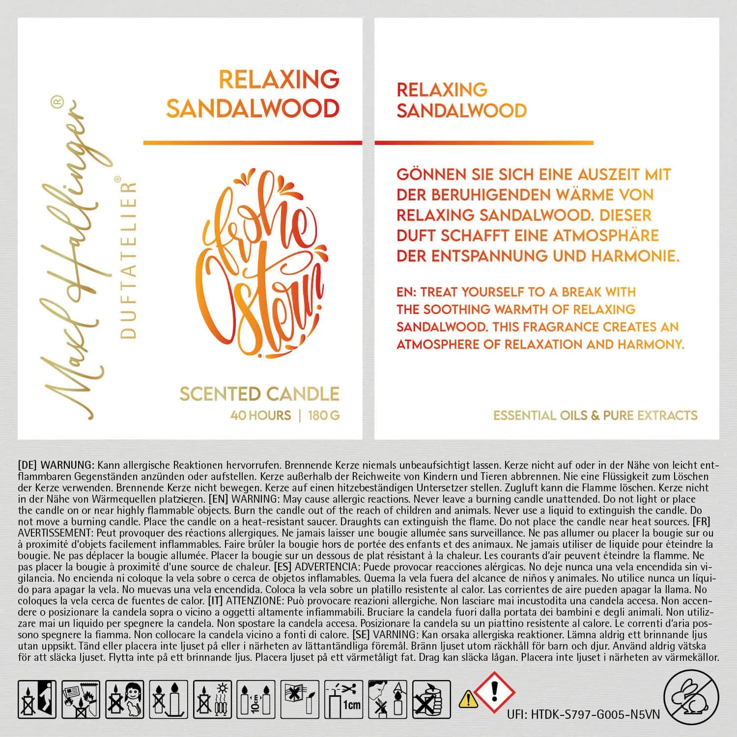 Frohe Ostern Osterei (Sandelholz-Duftkerze)