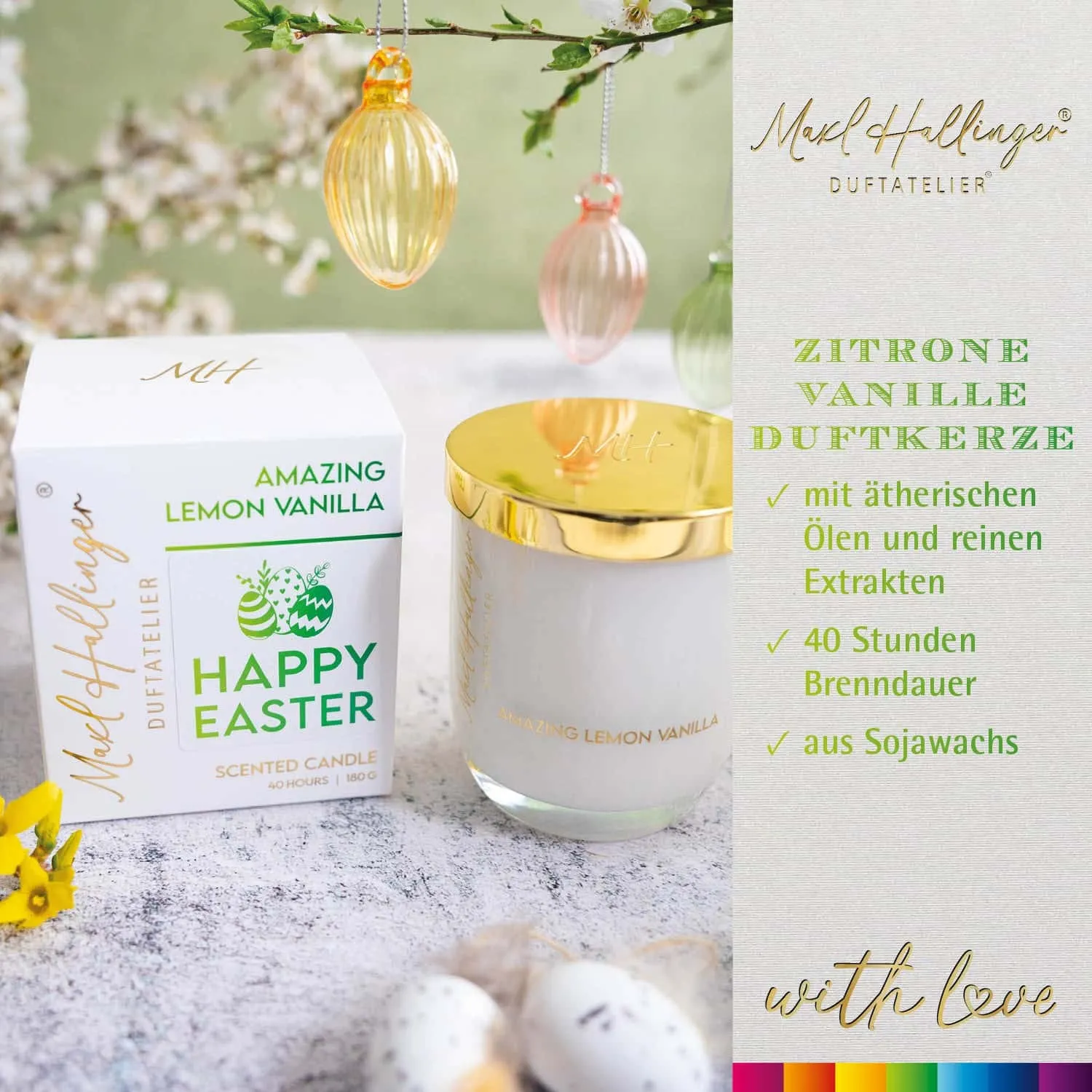 DUFTKERZE IN DER GESCHENKBOX - 40h Raumduft Sojawachs-Kerze im Glas aus der Maxl Hallinger Edition für entspannende Wohlfühlmomente & stilvolle Atmosphäre. Die besondere Geschenkidee für Wellness, Entspannung & Me-Time