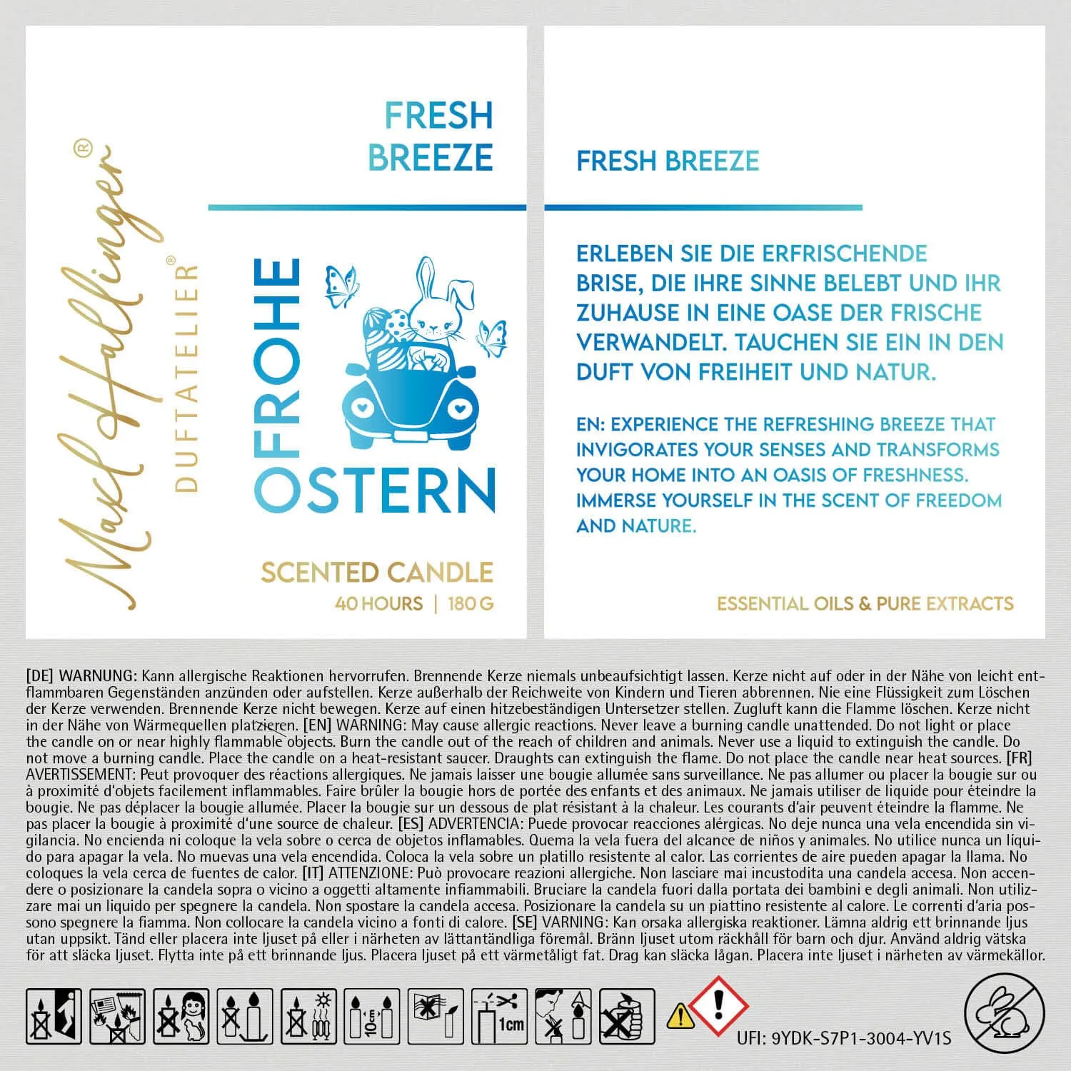 Frohe Ostern Hase liefert Eier (Fresh-Breeze-Duftkerze)
