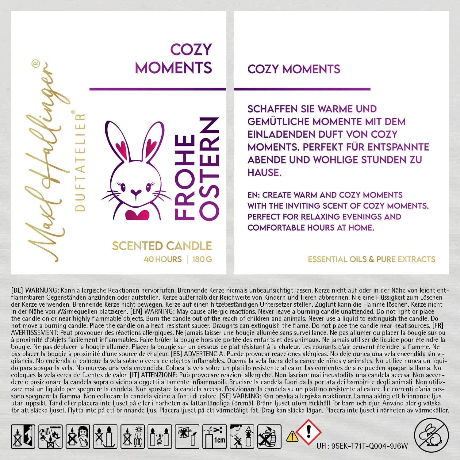 Frohe Ostern süsses Häschen (Cozy-Moments-Duftkerze)