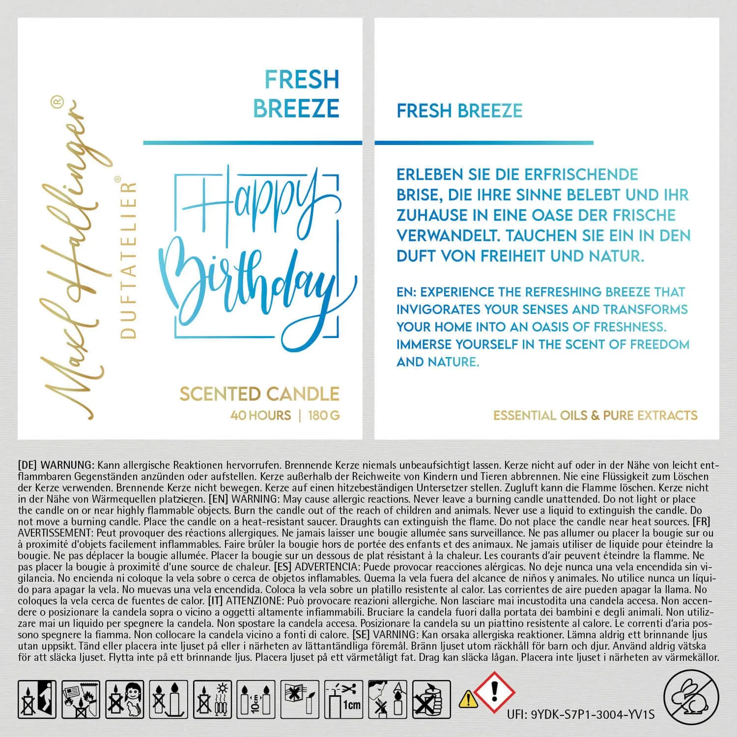 Happy Birthday blue (Fresh-Breeze-Duftkerze)