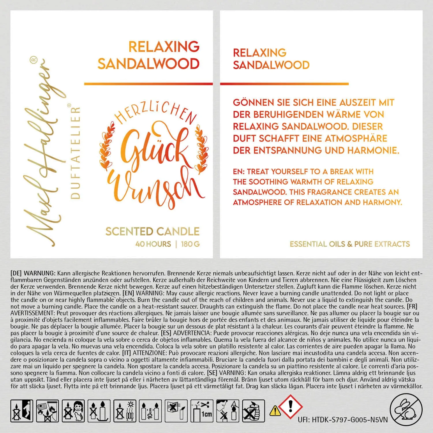 Herzlichen Glückwunsch (Sandelholz-Duftkerze)