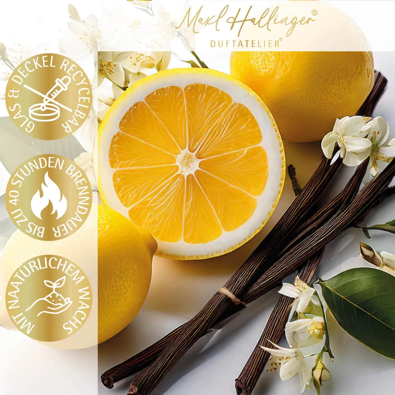 Viel Glück (Zitrone-Vanille-Duftkerze)