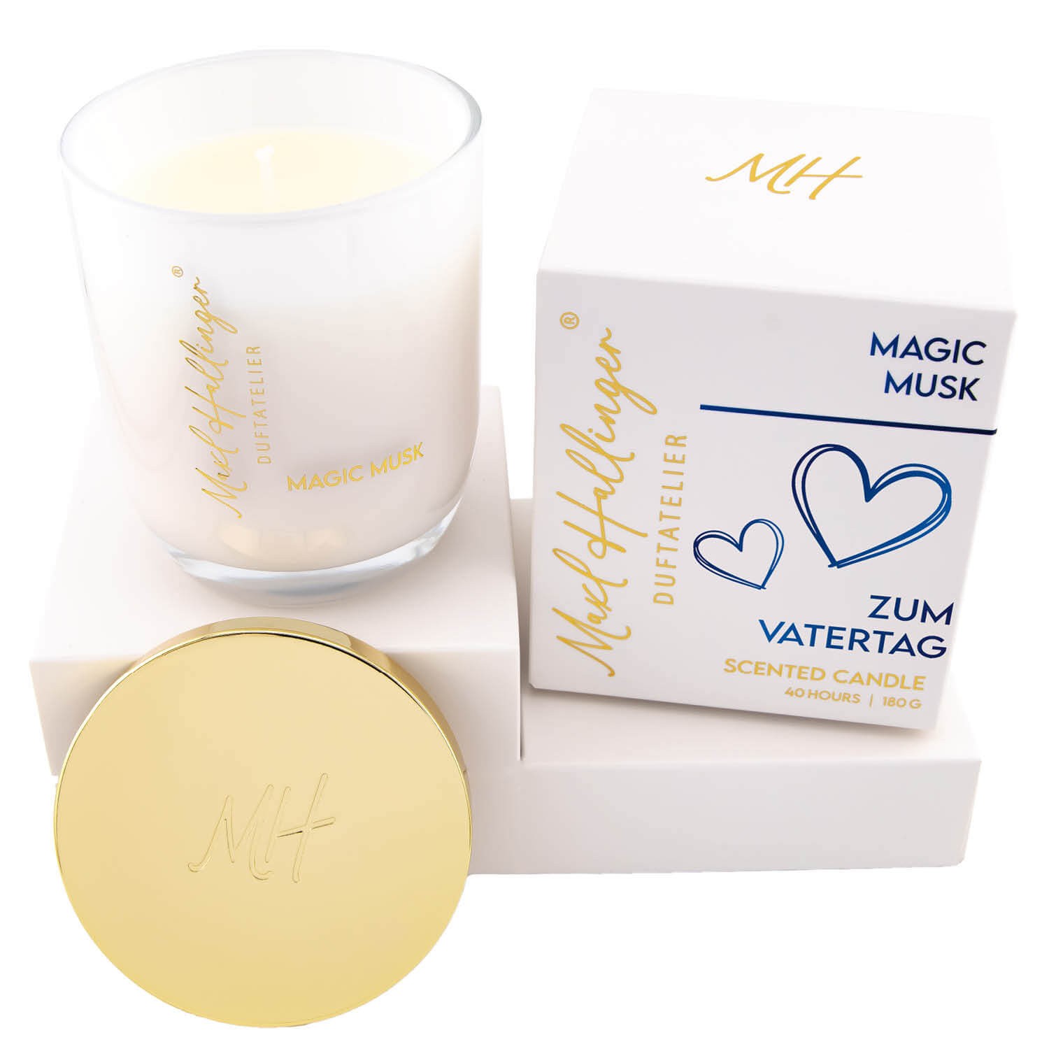 Vatertags Duftkerze aus Sojawachs bis 40h Maxl Hallinger, scented candle, Duftkerzen im Glas (180g) - Zum Vatertag