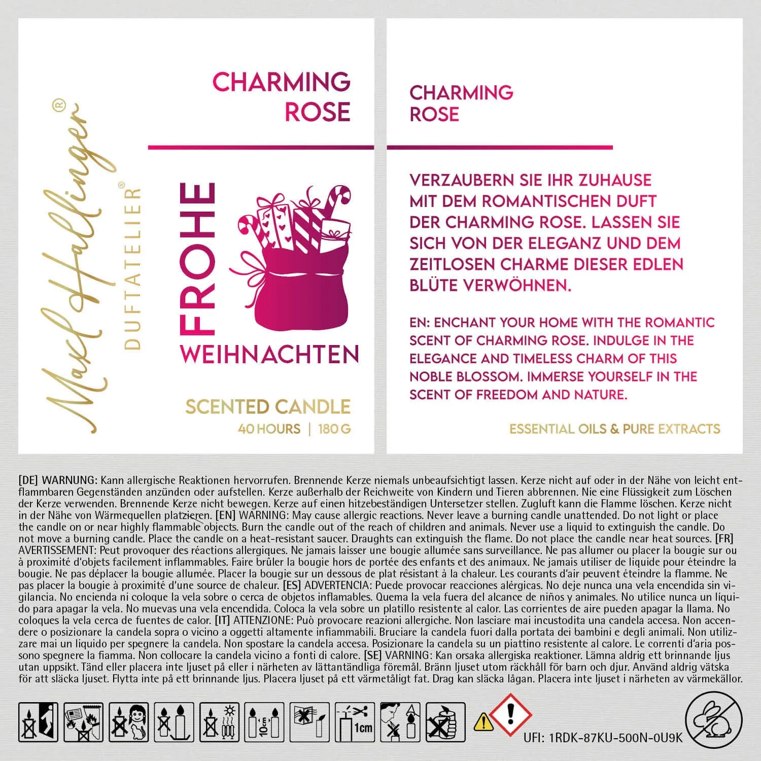 Frohe Weihnachten Geschenke (Rosen-Duftkerze)