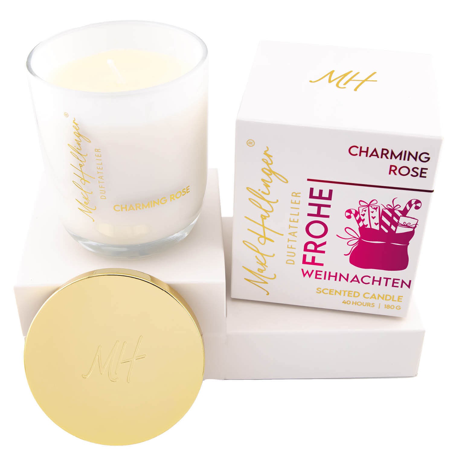 Frohe Weihnachten Geschenke (Rosen-Duftkerze)