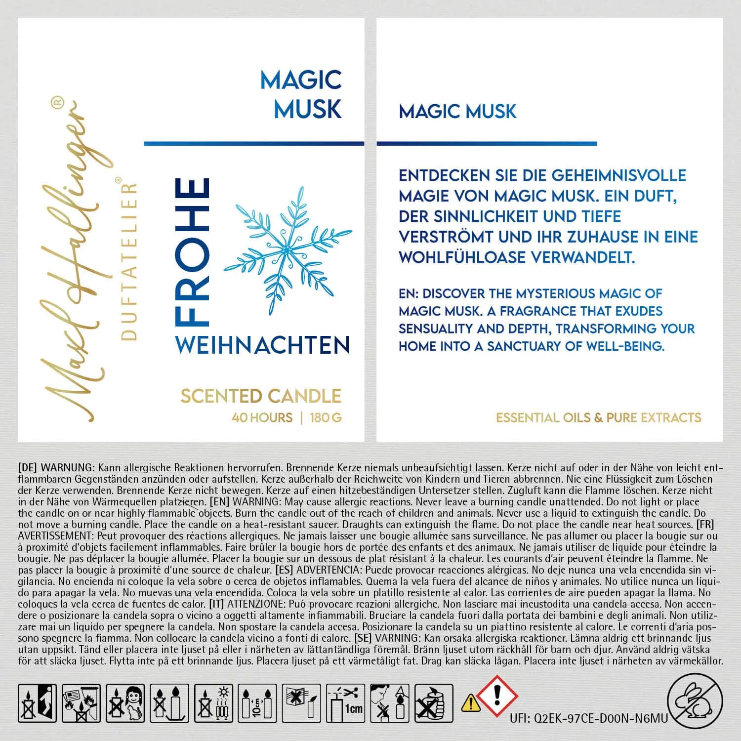 Frohe Weihnachten Glitzerschnee (Moschus-Duftkerze)