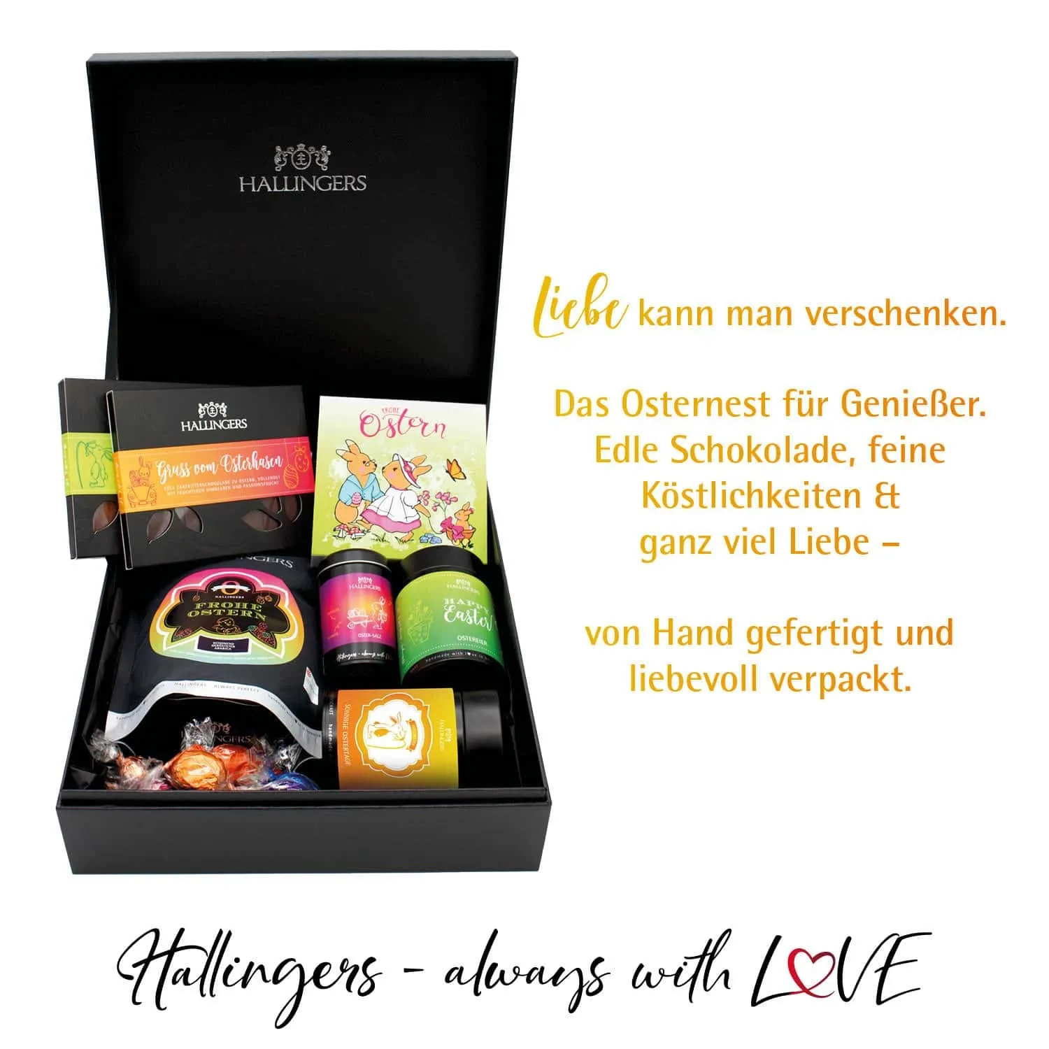 Easter Big Box green (großes Osternest Schokolade Kaffee Pralinen-Ostereier & Osterhase) - Feinkost-Set, XXL-Geschenkkorb Gourmet