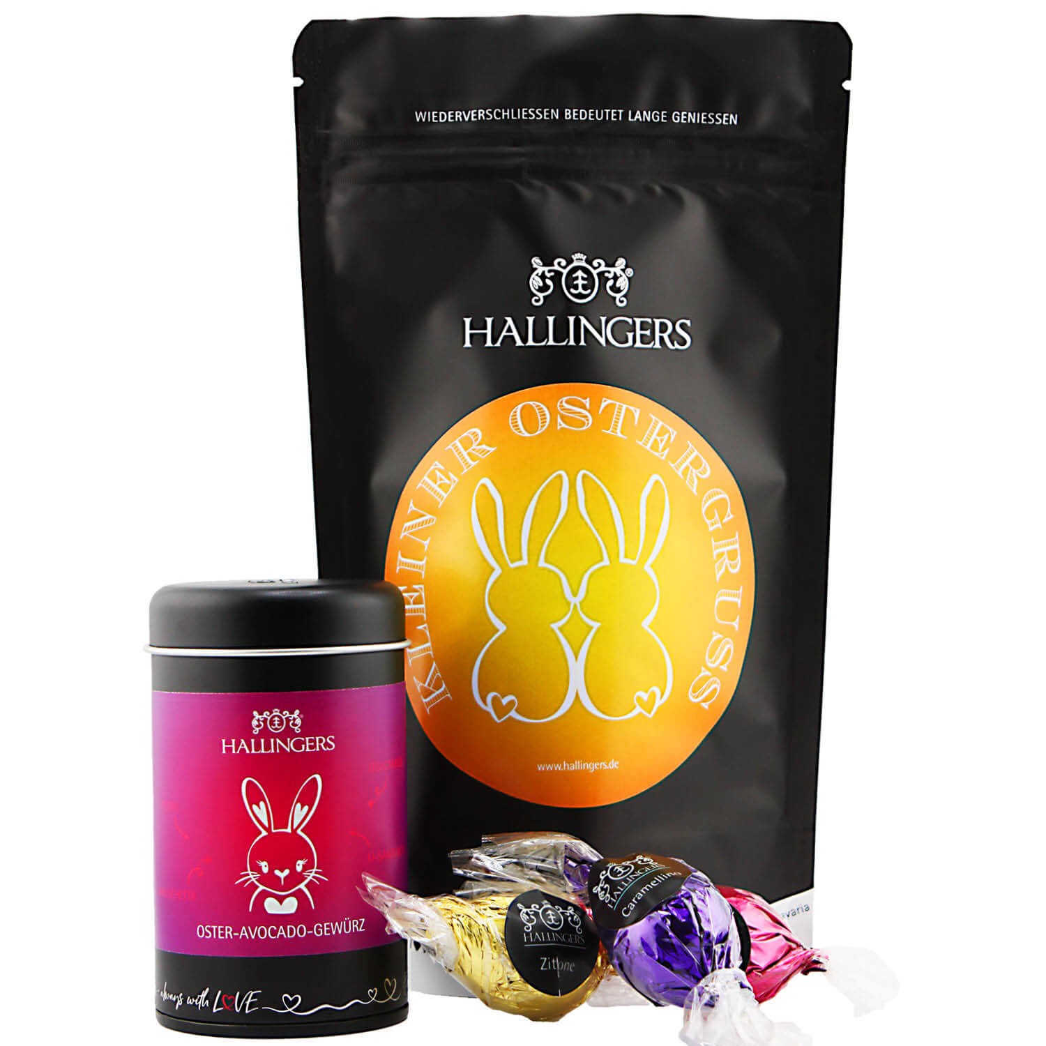 Geschenkkorb Geschenkset Ostern – Feinkost Mix mit Avocado Ostergewürz & Pralinen Ostereier, edle Wundertüte, Premium Osterkörbchen Geschenk, "Kleiner