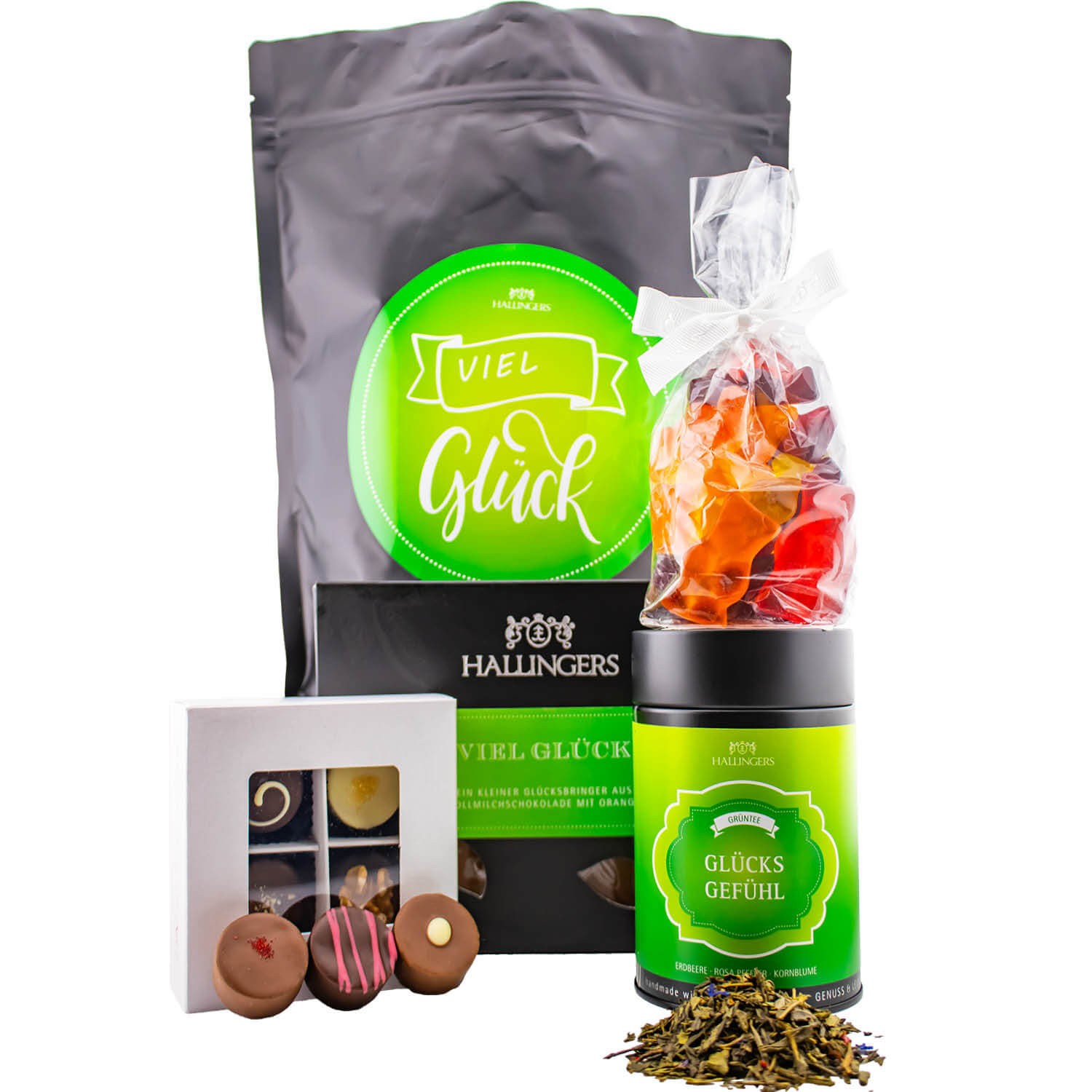 Feinkost Glückwunsch-Geschenk-Set - XXL-Wundertüte Gourmet "Viel Glück" - Hallingers Genuss Manufaktur
