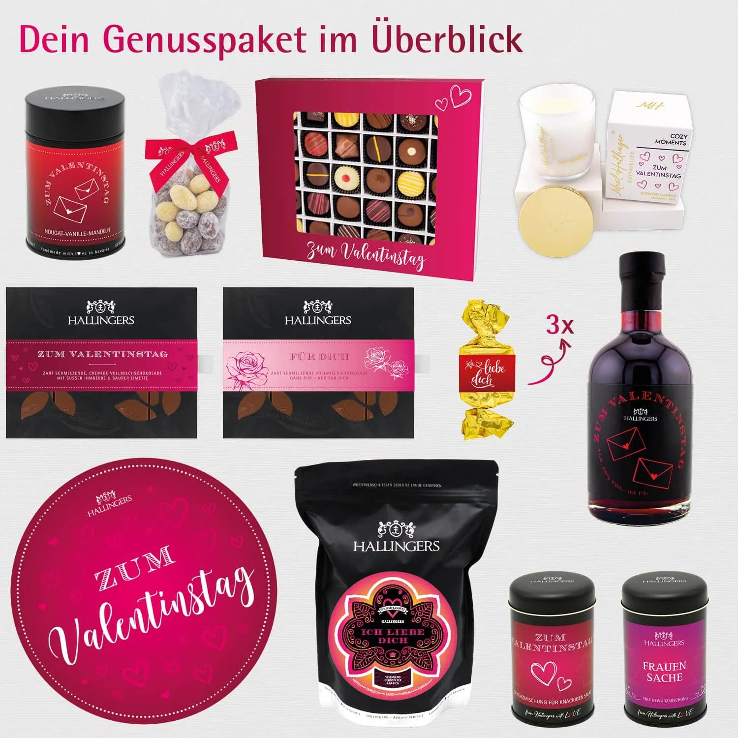Zum Valentinstag pink (Geschenkkorb)
