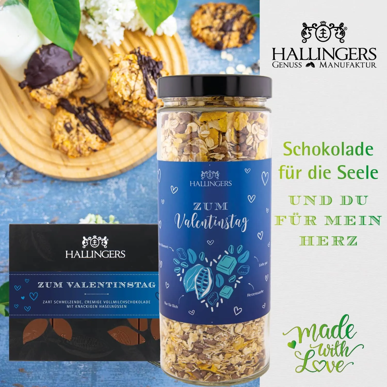 Zum Valentinstag blue (Geschenkkorb)