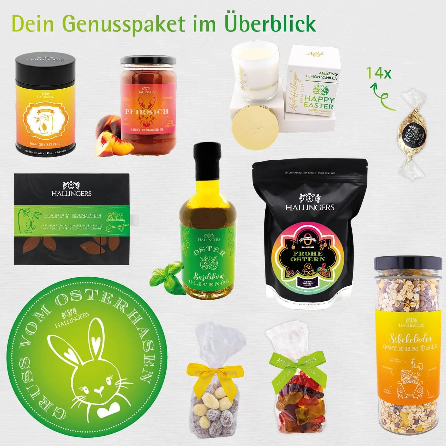 Gruß vom Osterhasen green (Geschenkkorb)