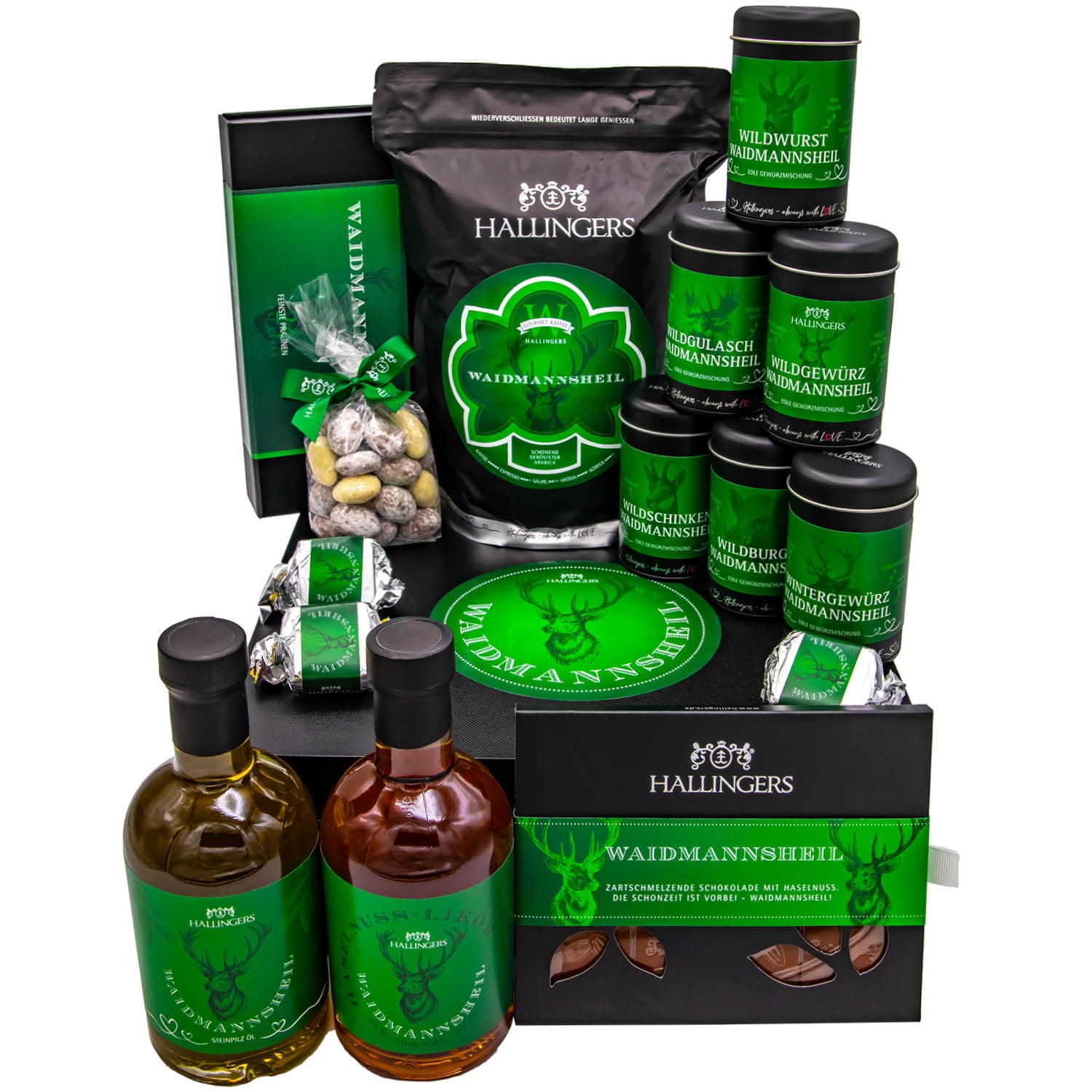 Feinkost Jäger-Geschenk-Set - XXL-Geschenkkorb Gourmet "Waidmannsheil" - Hallingers Genuss Manufaktur