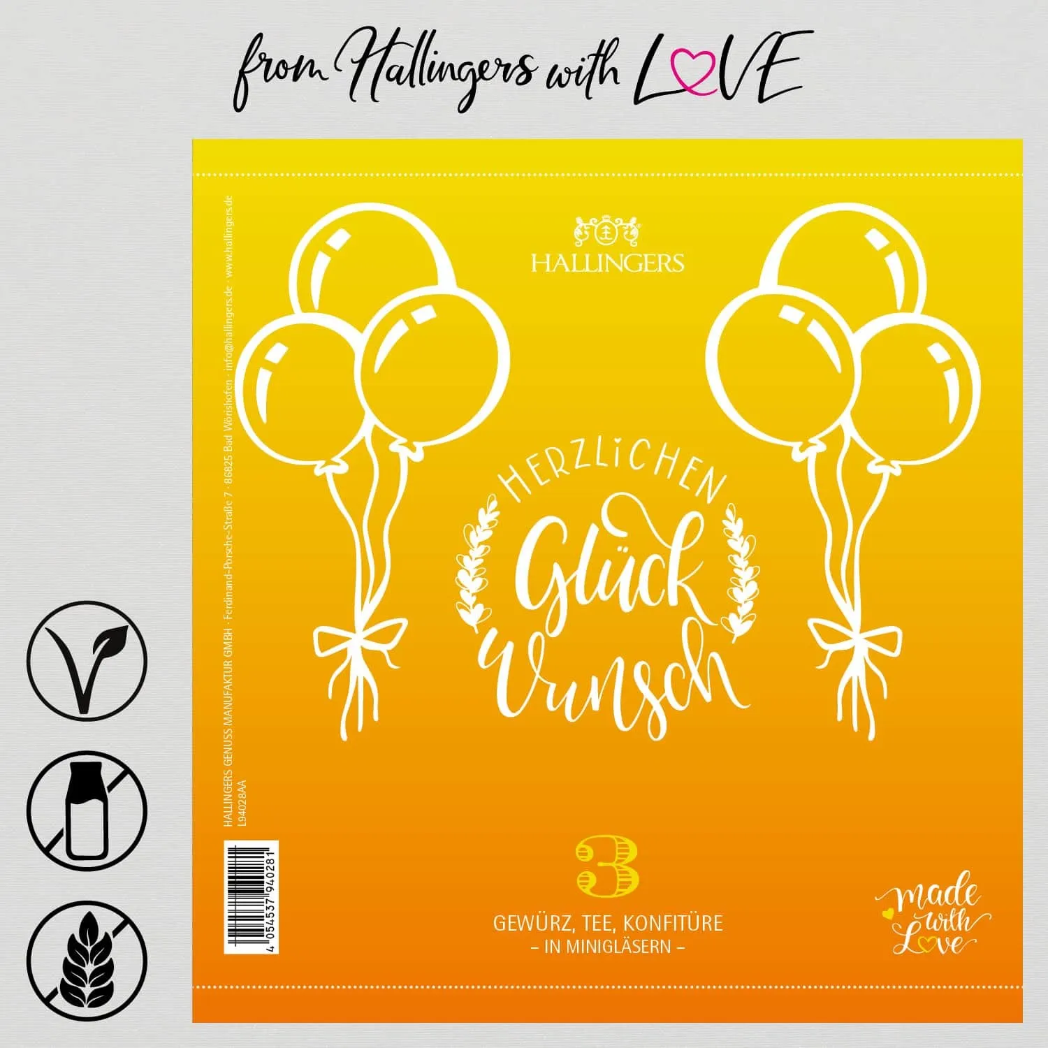 Herzlichen Glückwunsch (3er Gewürz, Tee, Konfitüre)