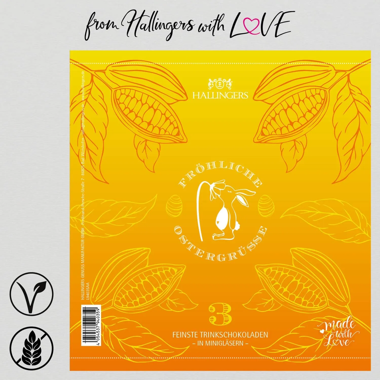 Fröhliche Ostergrüße (3 Trinkschoki im Glas)