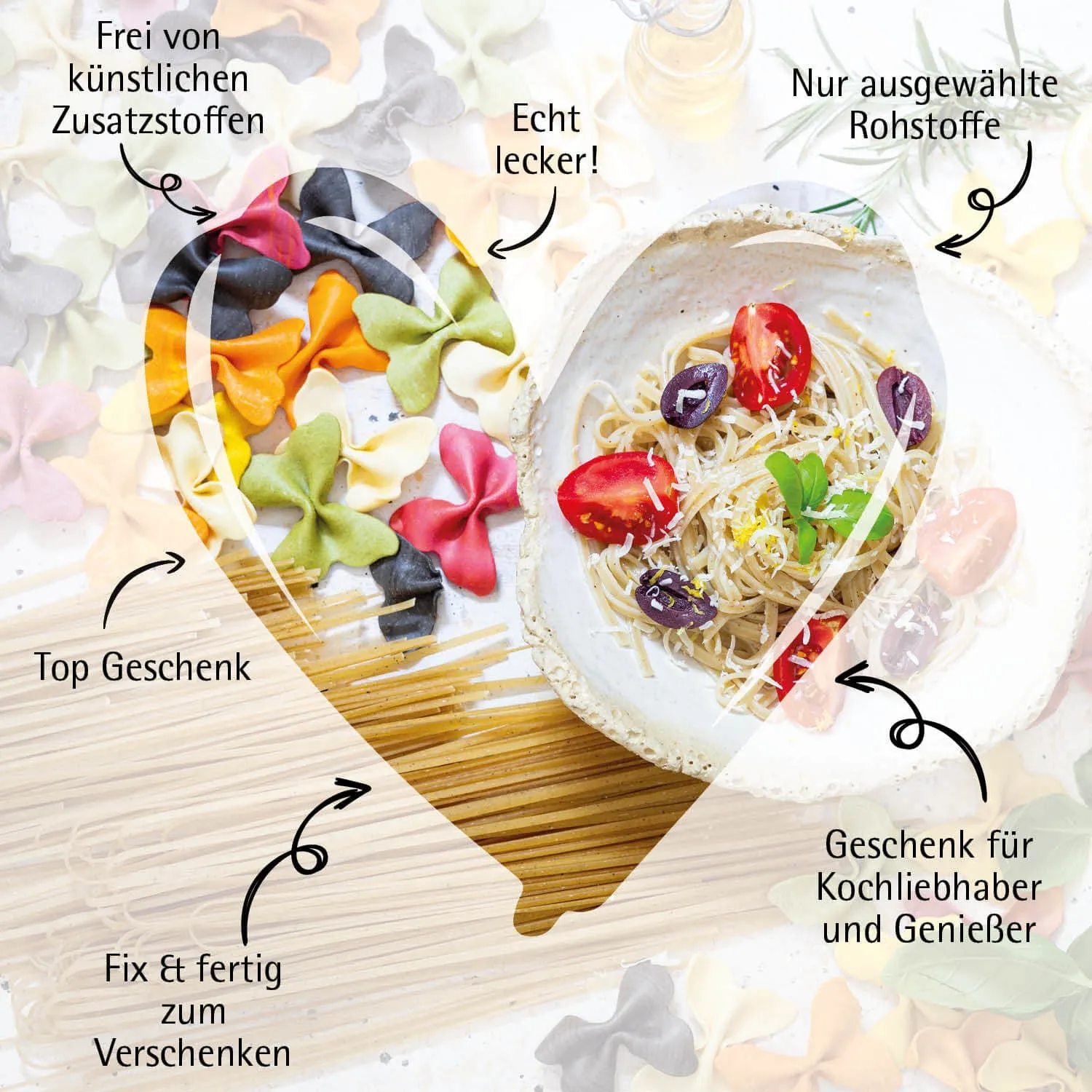 Bunte Nudeln im Mix (Italienische Pasta)