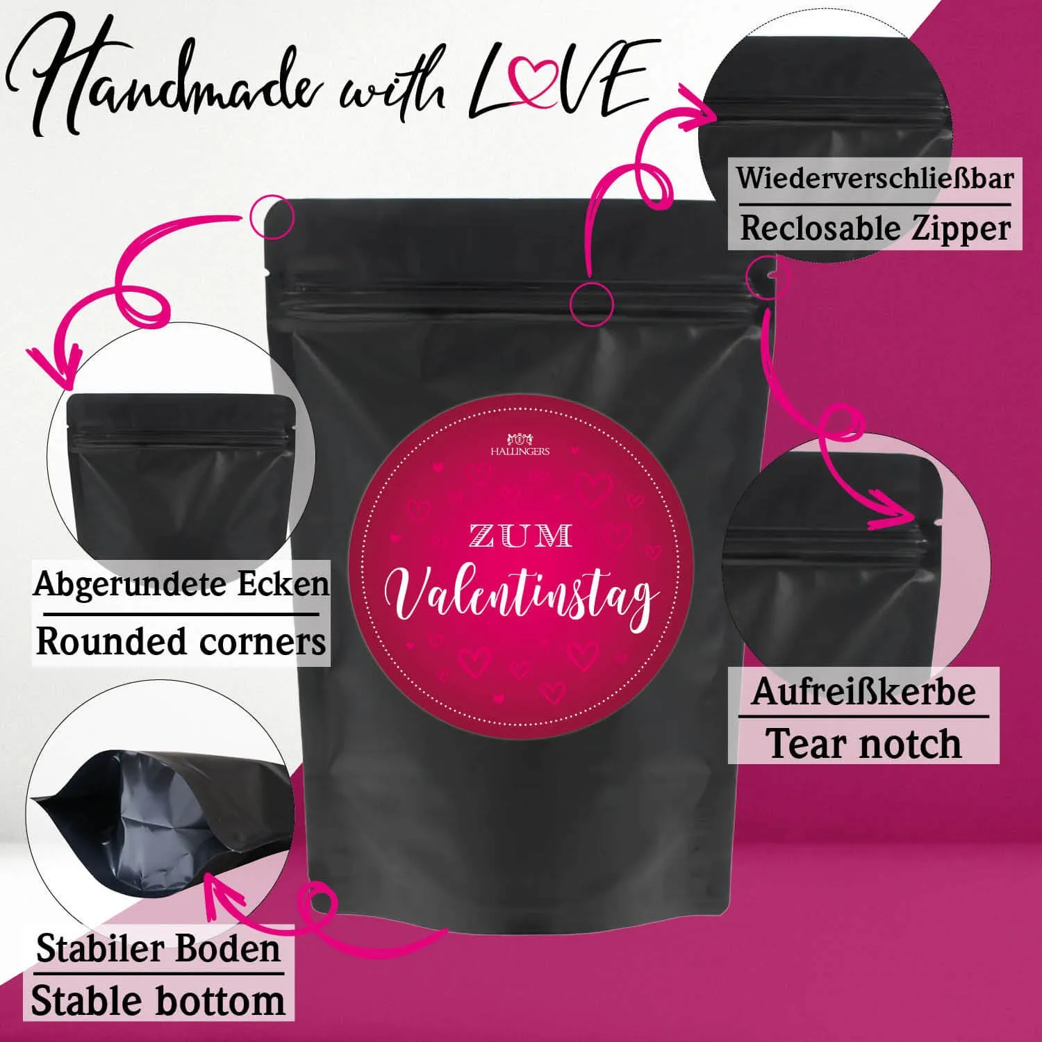 Zum Valentinstag - Pink (Geschenkkorb)