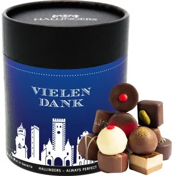 Vielen Dank - Christmas XXL (Naschdose) - Manufaktur Pralinen Geschenk handmade ohne Alkohol aus Edelkakao Schokolade (500g)