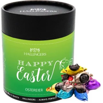 Happy Easter (Naschdose) - Ostergeschenke für Osterkörbchen zu Ostern, Pralinen Ostereier handmade in Box ohne Alkohol (400g)