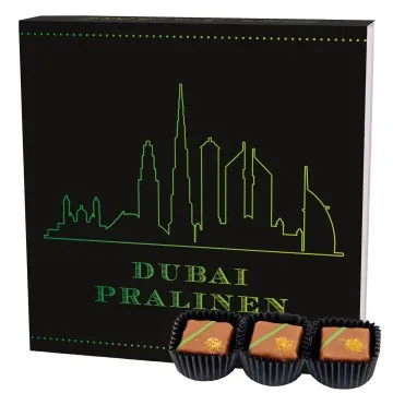 Dubai Pralinen L (Pralinenbox) - Manufaktur Dubai Pralinen Geschenk handmade ohne Alkohol aus Edelkakao feinste Dubai Schokolade (108g)