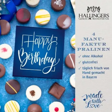 Happy Birthday blue - Pralinen, ohne Alkohol handmade