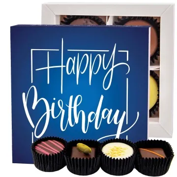 Happy Birthday blue - Pralinen, ohne Alkohol handmade